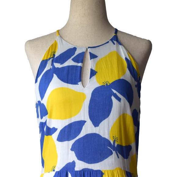 Lemon Print Halter Midi Dress – Size 4 - Picture 4 of 6